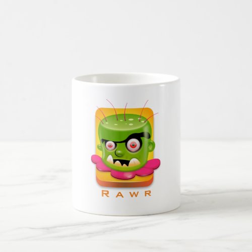 Angry Frankenstein Cartoon says rawr Coffee Mug