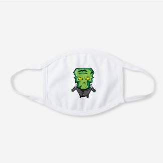 Angry Frankie Facemask White Cotton Face Mask
