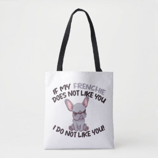 Angry Frenchie (Gray) - Unique Design Tote Bag
