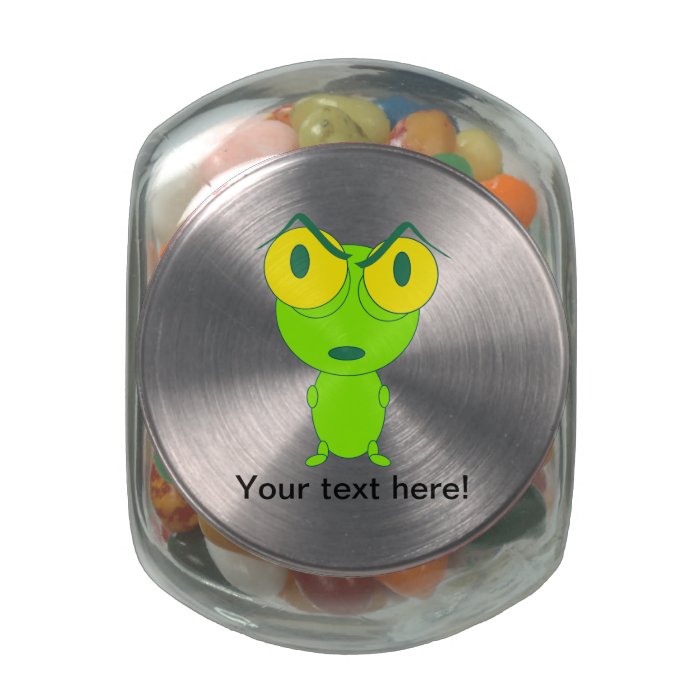 Angry frog cartoon glass candy jar