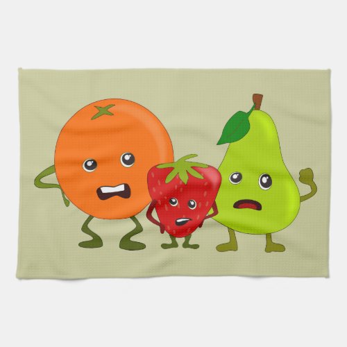 Angry Fruit Orange Strawberry Pear Cartoon Kitchen Towel