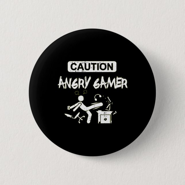 Angry Gamer Computer Funny Video Game Gift  Button (Front)