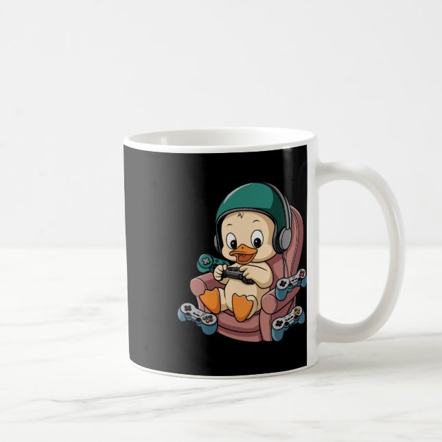 Angry Gamer Duck With Headset And Controller 1  Coffee Mug (Right)