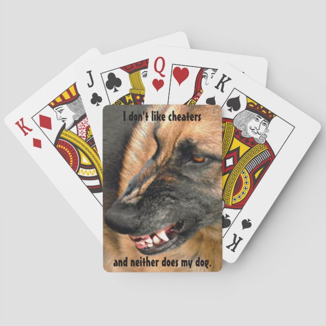 Angry German Shepherd Photo Poker Cards (Back)
