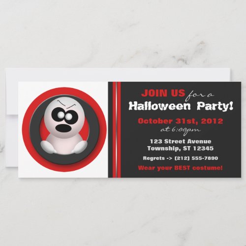 Angry Ghost _ Red Halloween Party Invitations