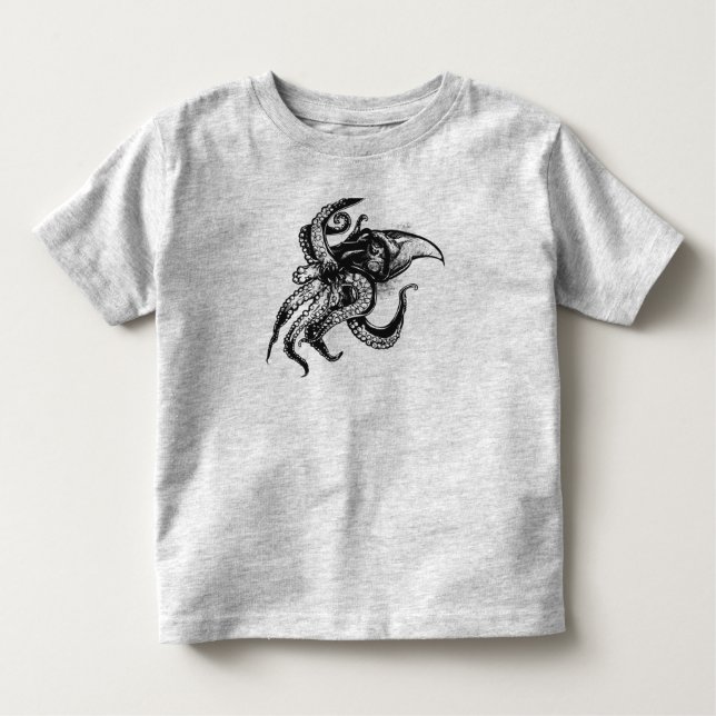 Angry Giant Squid in Black Toddler T-shirt (Front)