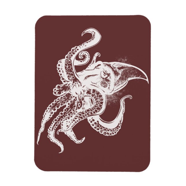 Angry Giant Squid in White Pick Your Background Magnet (Vertical)