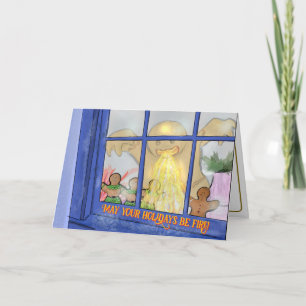 Angry Gingerbread Man Greeting Card – Spicy Wishes