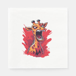 Angry Giraffe Graphic Funny Giraffe Kawaii Napkins