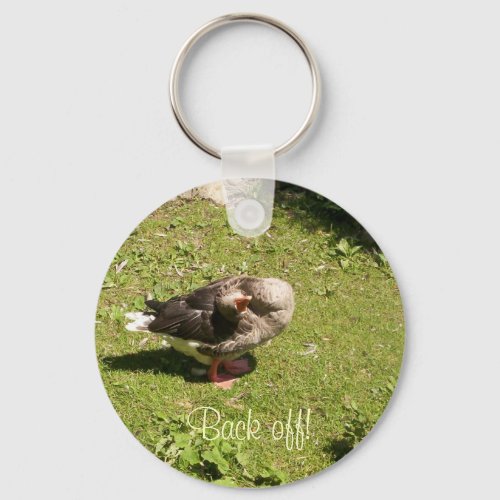 Angry Goose Back Off Keychain