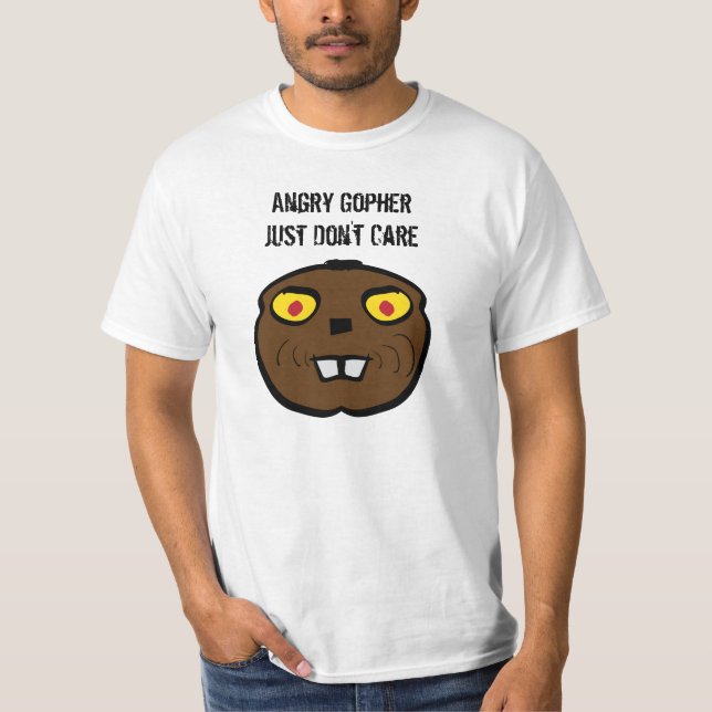 Angry Gopher Just Don't Care Toon Funny Animal T-Shirt (Front)