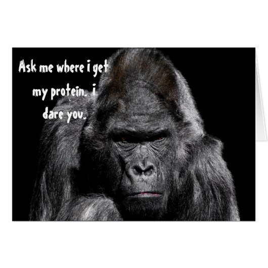 Angry Gorilla Ask Me Protein Vegan Funny Humor (Front Horizontal)