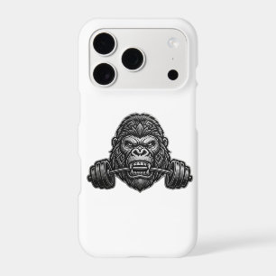 Angry Gorilla Biting Barbell Gym Motivational iPho iPhone 17 Pro Case