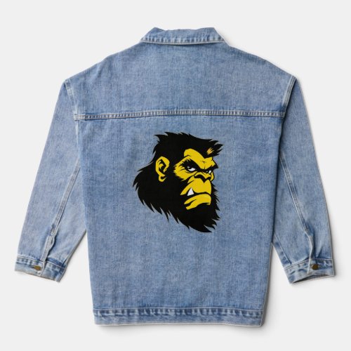 Angry gorilla head  denim jacket