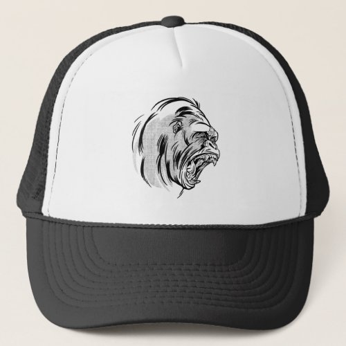 Angry Gorilla King Of Jungle Design Trucker Hat