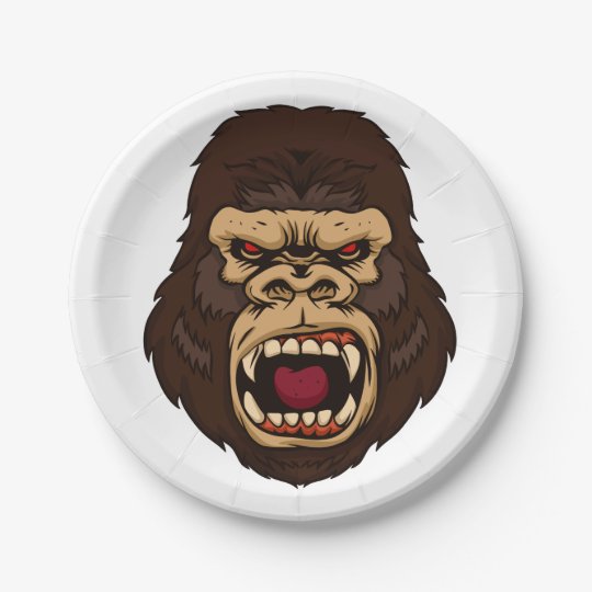 Angry gorilla kong beast paper plate