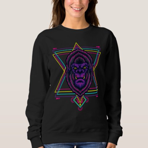 Angry Gorilla Sacred Geometry Fractal Patterns Goo Sweatshirt