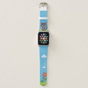 Angry gray little cat apple watch band