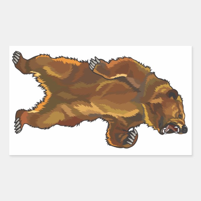 angry grizzly bear rectangular sticker (Front)