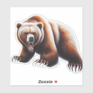 Angry Grizzly Bear Sticker
