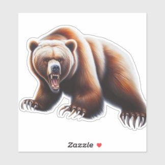 Angry Grizzly Bear Sticker
