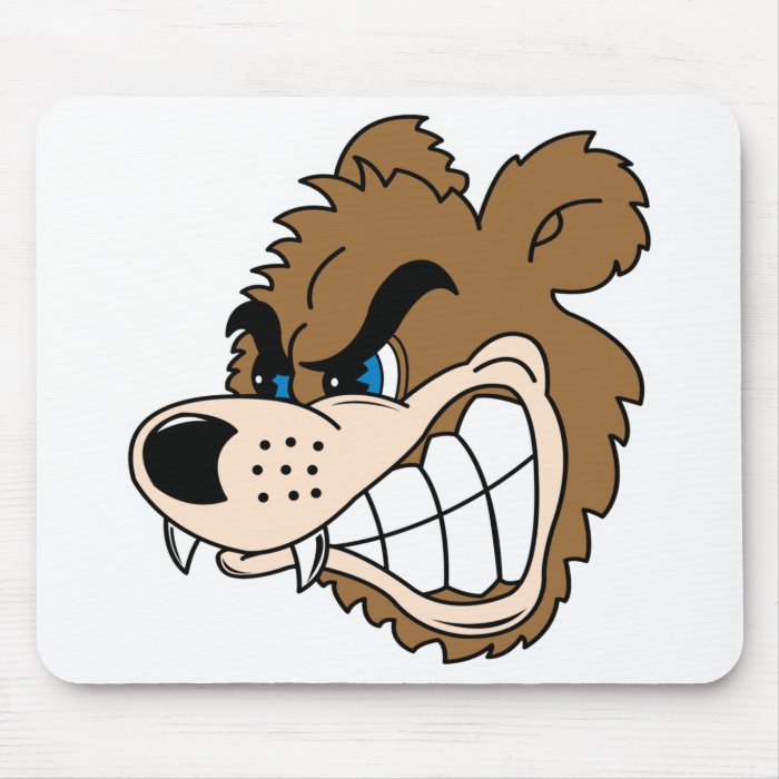 angry growling bear face mouse pad