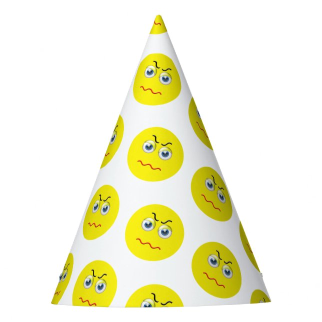 Angry Grumpy Mad Emoji Party Hat (Front)