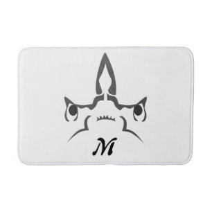 Angry Hammerhead Shark Line Art Bath Mat