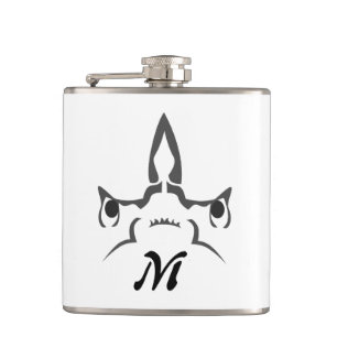 Angry Hammerhead Shark Line Art Flask