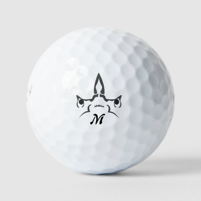 Angry Hammerhead Shark Line Art Golf Balls (Front)
