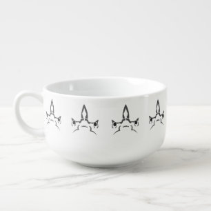Angry Hammerhead Shark Line Art Soup Mug