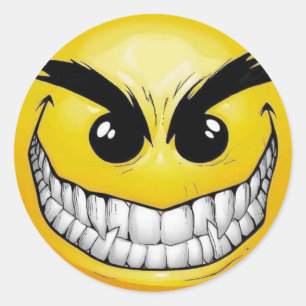 Angry Happy face Classic Round Sticker