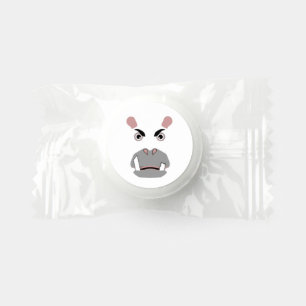 Angry hippo face on white life saver® mints