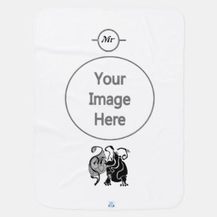 Angry Hippo Monogram Baby Blanket