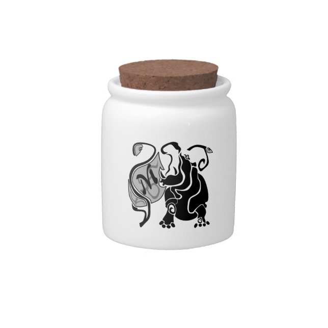 Angry Hippo Monogram Candy Jar (Front)