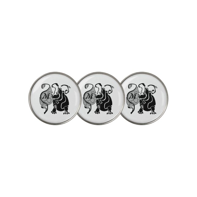 Angry Hippo Monogram Golf Ball Marker (3 Up)