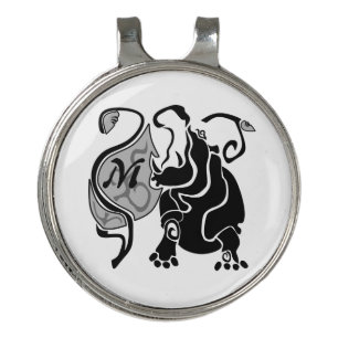 Angry Hippo Monogram Golf Hat Clip