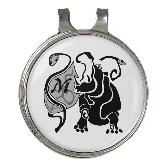 Angry Hippo Monogram Golf Hat Clip (Front)