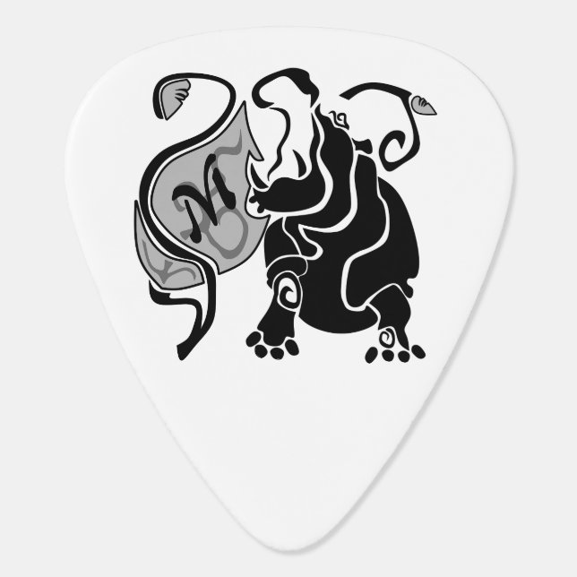 Angry Hippo Monogram Guitar Pick (Back)