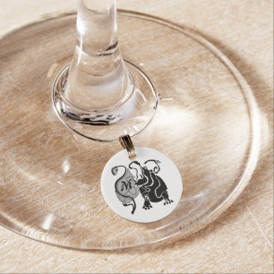 Angry Hippo Monogram Wine Charm
