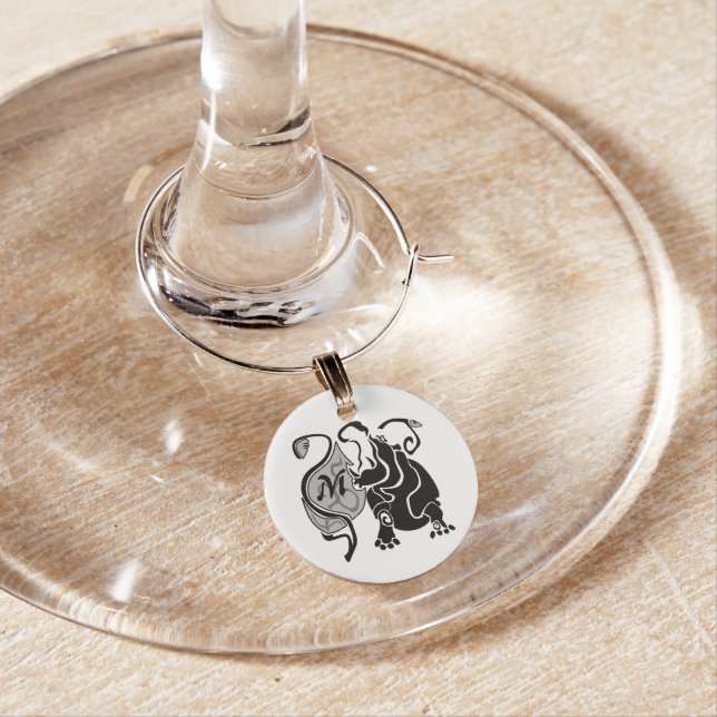 Angry Hippo Monogram Wine Charm (In Situ)
