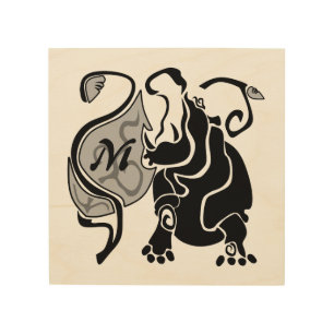 Angry Hippo Monogram Wood Wall Art
