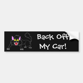 Angry Hissing Black Cat Cartoon Bumper Sticker