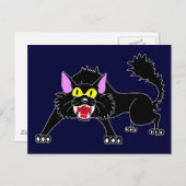 Angry Hissing Black Cat Cartoon Postcard (Front/Back)