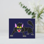 Angry Hissing Black Cat Cartoon Postcard (Standing Front)