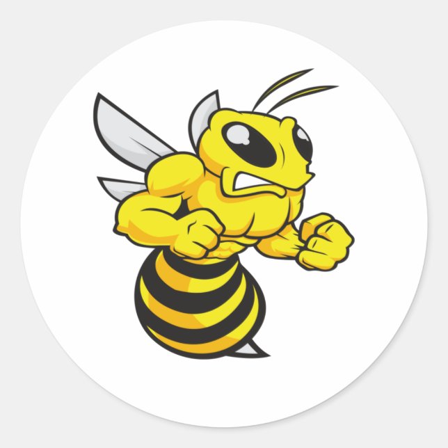 angry honey bees,Funny gift idea Classic Round Sticker (Front)