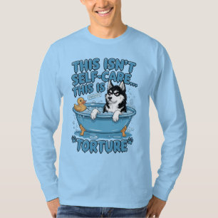 Angry Husky Bath Time Protest T-Shirt