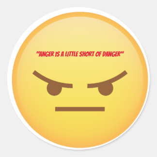 angry imoji yellow face image classic round sticker