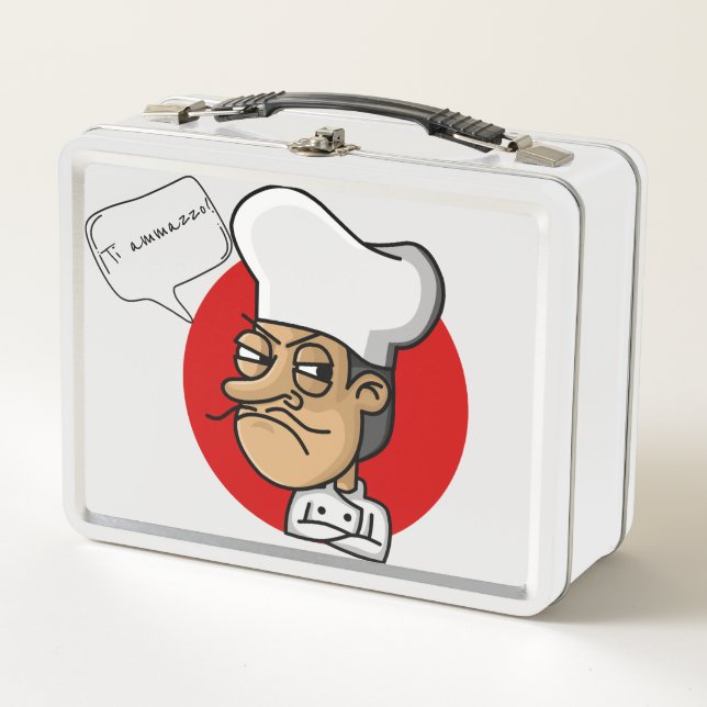 Angry Italian Chef Metal Lunch Box (Front)