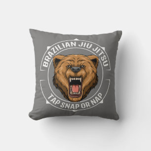 Angry Jiu Jitsu Bear Brazilian Jiu Jitsu BJJ Throw Pillow